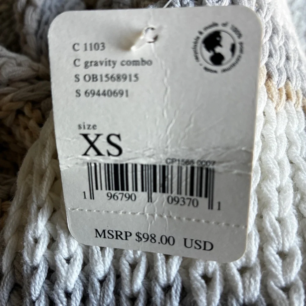Free People Devon Cropped Sweater Gravity Combo Gray Cream Striped XS